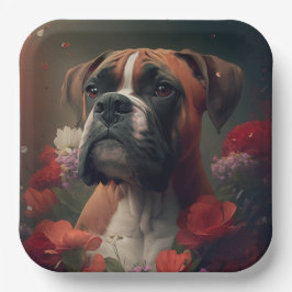 Assiettes en carton chien Boxer ペーパープレート