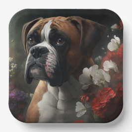Assiettes en carton chien Boxer ペーパープレート
