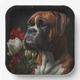 Assiettes en carton chien Boxer ペーパープレート