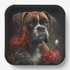 Assiettes en carton chien Boxer ペーパープレート