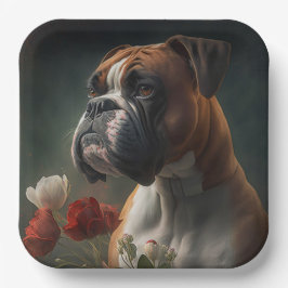 Assiettes en carton chien Boxer ペーパープレート