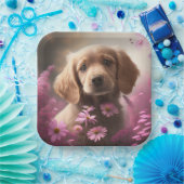 Assiettes en carton chien Fleur ペーパープレート (パーティー)