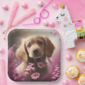 Assiettes en carton chien Fleur ペーパープレート (パーティー)