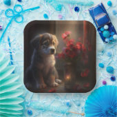 Assiettes en carton chien Fleur ペーパープレート (パーティー)