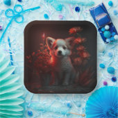 Assiettes en carton chien Fleur ペーパープレート (パーティー)