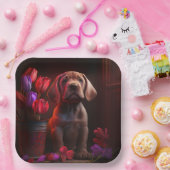 Assiettes en carton chien Fleur ペーパープレート (パーティー)