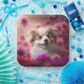 Assiettes en carton chien Fleur ペーパープレート (パーティー)