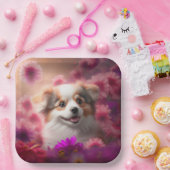 Assiettes en carton chien Fleur ペーパープレート (パーティー)