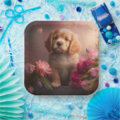 Assiettes en carton chien Fleur ペーパープレート (パーティー)