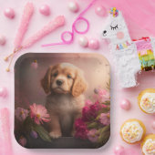 Assiettes en carton chien Fleur ペーパープレート (パーティー)