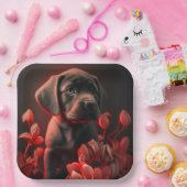 Assiettes en carton chien Fleur ペーパープレート (パーティー)