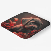 Assiettes en carton chien Fleur ペーパープレート (傾斜あり)