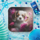 Assiettes en carton chien Fleur ペーパープレート (パーティー)