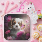 Assiettes en carton chien Fleur ペーパープレート (パーティー)