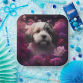 Assiettes en carton chien Fleur ペーパープレート (パーティー)