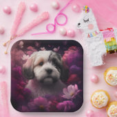 Assiettes en carton chien Fleur ペーパープレート (パーティー)