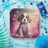 Assiettes en carton chien Fleur ペーパープレート (パーティー)