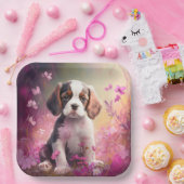 Assiettes en carton chien Fleur ペーパープレート (パーティー)