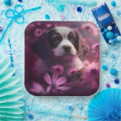 Assiettes en carton chien Fleur ペーパープレート (パーティー)