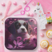 Assiettes en carton chien Fleur ペーパープレート (パーティー)
