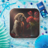 Assiettes en carton chien Fleur ペーパープレート (パーティー)