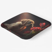 Assiettes en carton chien Fleur ペーパープレート (傾斜あり)