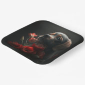 Assiettes en carton chien Fleur ペーパープレート (傾斜あり)