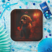 Assiettes en carton chien Fleur ペーパープレート (パーティー)