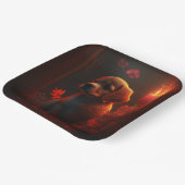 Assiettes en carton chien Fleur ペーパープレート (傾斜あり)