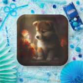 Assiettes en carton chien Fleur ペーパープレート (パーティー)