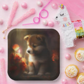 Assiettes en carton chien Fleur ペーパープレート (パーティー)