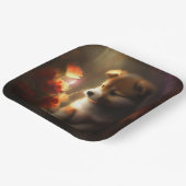 Assiettes en carton chien Fleur ペーパープレート (傾斜あり)