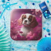 Assiettes en carton chien Fleur ペーパープレート (パーティー)