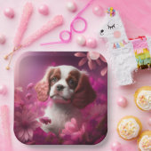 Assiettes en carton chien Fleur ペーパープレート (パーティー)