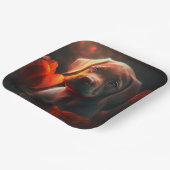 Assiettes en carton chien Fleur ペーパープレート (傾斜あり)