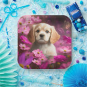 Assiettes en carton chien Fleur ペーパープレート (パーティー)