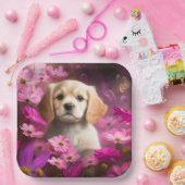 Assiettes en carton chien Fleur ペーパープレート (パーティー)