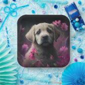 Assiettes en carton chien Fleur ペーパープレート (パーティー)