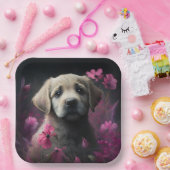 Assiettes en carton chien Fleur ペーパープレート (パーティー)