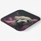 Assiettes en carton chien Fleur ペーパープレート (傾斜あり)