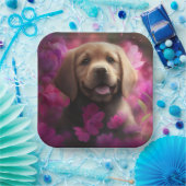 Assiettes en carton chien Fleur ペーパープレート (パーティー)