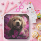 Assiettes en carton chien Fleur ペーパープレート (パーティー)