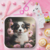 Assiettes en carton chien Fleur ペーパープレート (パーティー)