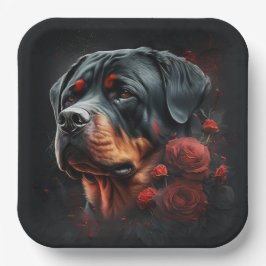 Assiettes en carton chien Rottweiler  ペーパープレート