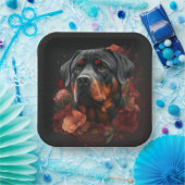 Assiettes en carton chien Rottweiler  ペーパープレート (パーティー)