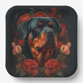 Assiettes en carton chien Rottweiler  ペーパープレート