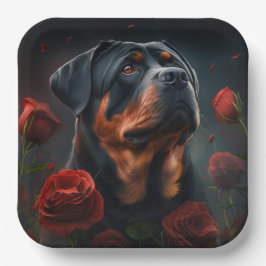 Assiettes en carton chien Rottweiler  ペーパープレート