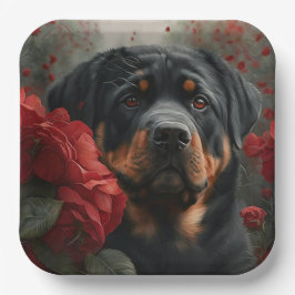 Assiettes en carton chien Rottweiler  ペーパープレート