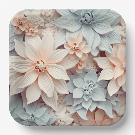 Assiettes en carton Colorful Posy ペーパープレート (正面)