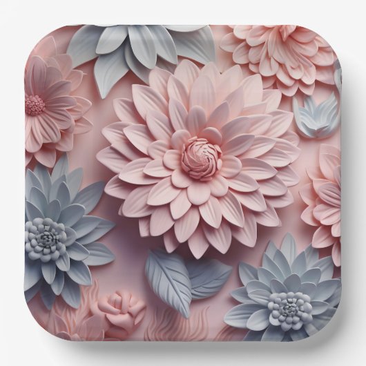 Assiettes en carton Delicate Bloom ペーパープレート (正面)